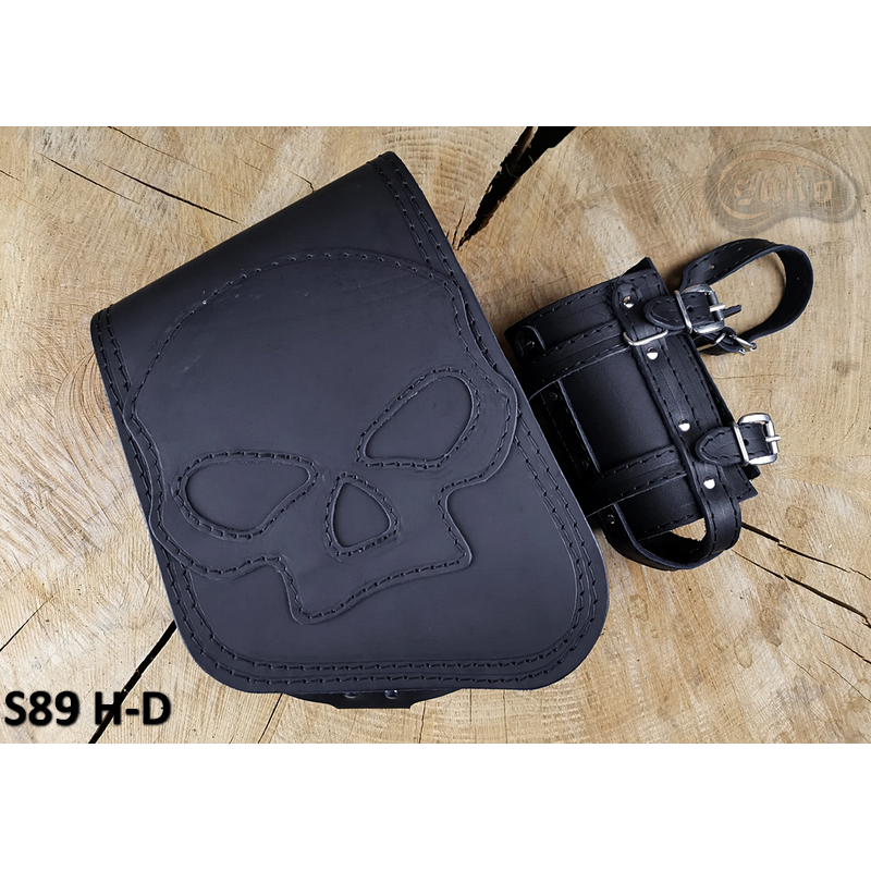 LEATHER SADDLEBAG S89 SKULL H-D Sportster