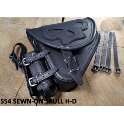 LEATHER SADDLEBAG S54 SEWN-ON SKULL H-D SOFTAIL