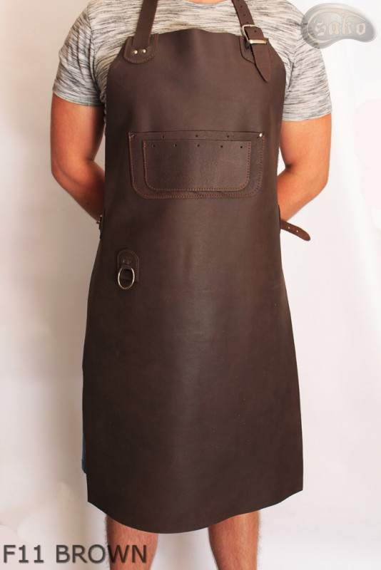 Kožená ochranná zástěra F11 BROWN/řezník/svářeč/kuchař/grilovač/zámečník