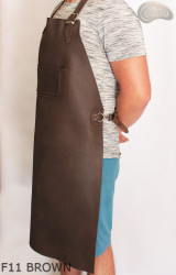 Kožená ochranná zástěra F11 BROWN/řezník/svářeč/kuchař/grilovač/zámečník