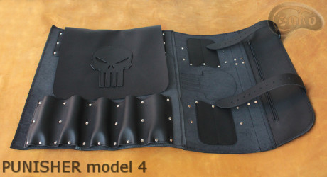 Taška / pouzdro na nůž   ČERNÁ lícová KŮŽE PUNISHER (model 4)