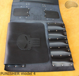 Taška / pouzdro na nůž   ČERNÁ lícová KŮŽE PUNISHER (model 4)