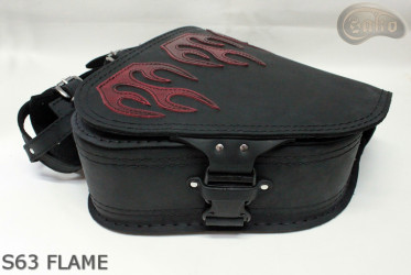 LEATHER SADDLEBAG S63 FLAME H-D SOFTAIL