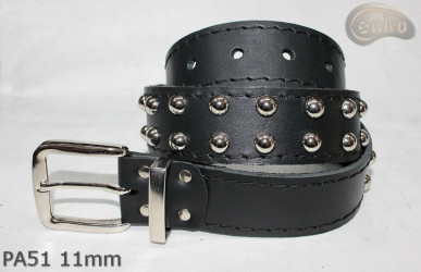 Kožený pásek na kalhoty/sukně PA51 s 11mm ozdobnými nýty