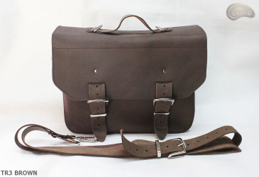 Leather shoulder bag TR3 BROWN