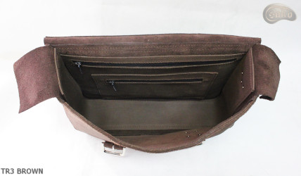 Leather shoulder bag TR3 BROWN
