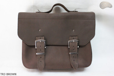 Leather shoulder bag TR3 BROWN