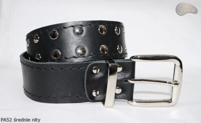 PA52 leather belt with flat decorative rivets