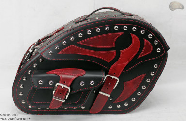 LEATHER SADDLEBAGS S261 RED *TO ORDER*
