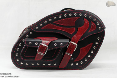 LEATHER SADDLEBAGS S261 RED *TO ORDER*
