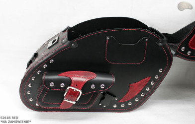 LEATHER SADDLEBAGS S261 RED *TO ORDER*