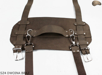 SZ4 hevederek, barna hasított bőr /heveder takaróhoz, alvómatrachoz, hálózsákhoz, kabáthoz, kerékpárhoz/motorkerékpárhoz