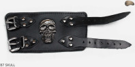 Leather bracelet B7 skull goth rock metal punk