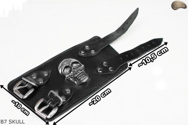 Leather bracelet B7 skull goth rock metal punk