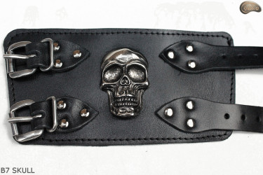 Leather bracelet B7 skull goth rock metal punk