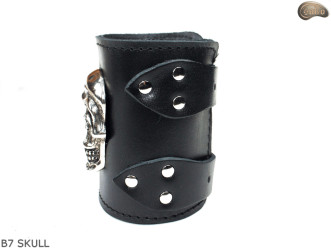Leather bracelet B7 skull goth rock metal punk