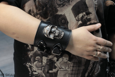 Leather bracelet B7 skull goth rock metal punk