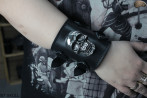 Leather bracelet B7 skull goth rock metal punk