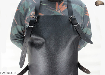 Kožená ochranná zástěra F21 BLACK/řezník/svářeč/kuchař/grilovač/zámečník