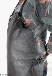 Kožená ochranná zástěra F21 BLACK/řezník/svářeč/kuchař/grilovač/zámečník