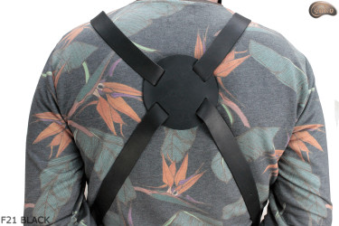 Kožená ochranná zástěra F21 BLACK/řezník/svářeč/kuchař/grilovač/zámečník