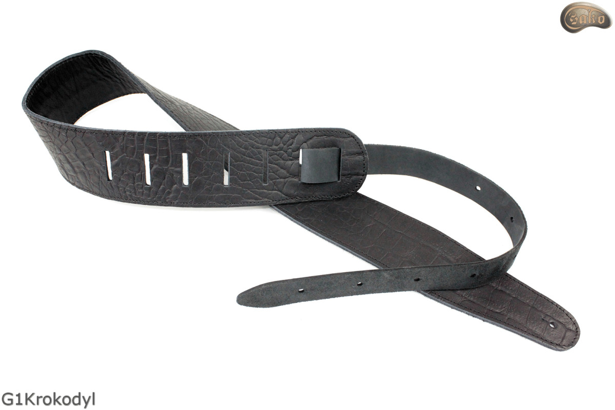 G1 Crocodile leather electric guitar/bass strap
