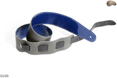 G100 BLUE electric/bass guitar strap, genuine leather, reversible
