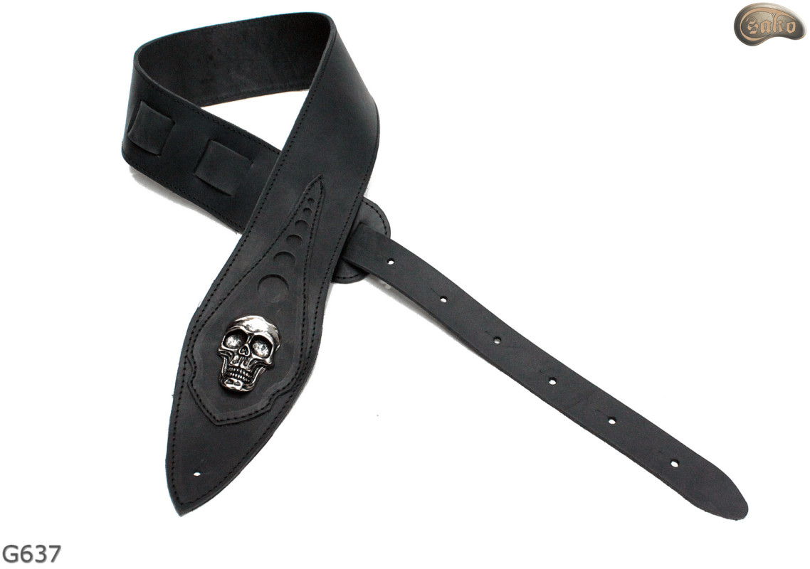 G637 SKULL electric/bass guitar strap, genuine leather