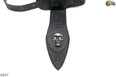 G637 SKULL electric/bass guitar strap, genuine leather