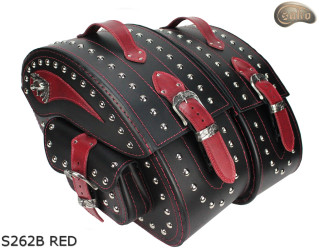 LEATHER SADDLEBAGS S262 RED