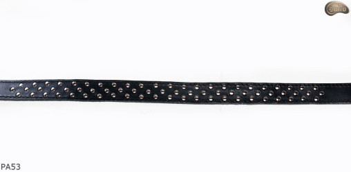 PA53 leather belt with flat decorative rivets