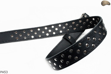 PA53 leather belt with flat decorative rivets