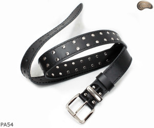 PA54 leather belt with flat decorative rivets