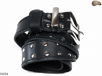 PA54 leather belt with flat decorative rivets