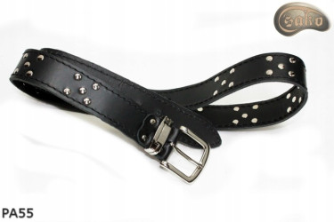 PA55 leather belt with flat decorative rivets