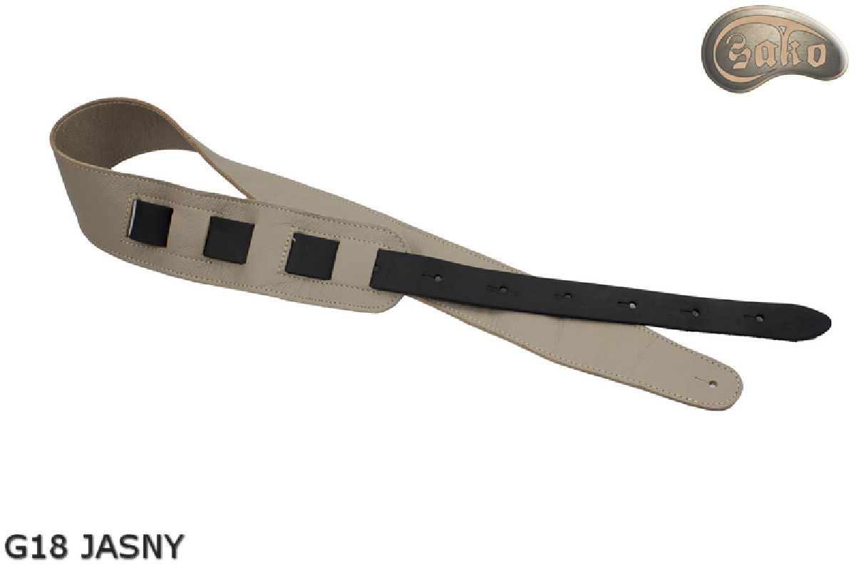 Courroie pour guitare électrique/basse G18 – Beige clair/Écru – Réversible – Cuir véritable