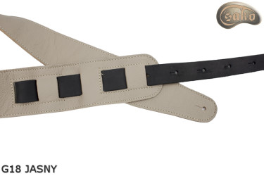 Courroie pour guitare électrique/basse G18 – Beige clair/Écru – Réversible – Cuir véritable