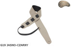 Popruh G19 pro elektrickou kytaru/baskytaru, světle béžový/černý, oboustranný, pravá kůže