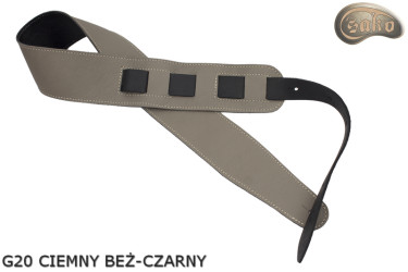 G21 Reversible Genuine Leather Guitar/Bass Strap (Dark Beige/Black)