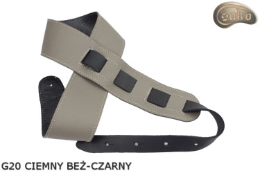 Sangle G21 pour guitare/basse électrique, beige foncé et noire, double face, cuir véritable