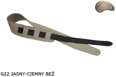 G22 Reversible Genuine Leather Electric/Bass Guitar Strap (Dark & ​​Light Beige)