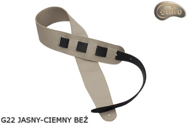 Popruh G22 pro elektrickou kytaru/baskytaru, tmavě světle béžový, oboustranný, pravá kůže