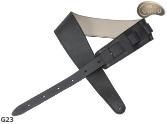 Sangle pour guitare/basse électrique G23, beige clair/noir, double face, cuir véritable