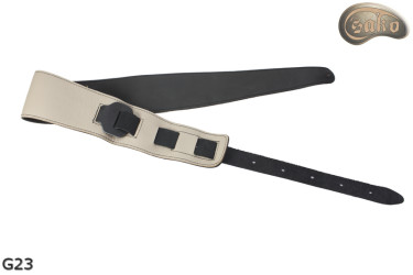 G23 Electric/Bass Guitar Strap – Reversible (Black/Light Beige) – Genuine Leather