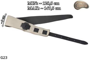 G23 Elektromos Gitár/Basszusgitár Pánt, Világos Bézs/Fekete, Kétoldalas, Valódi Bőr